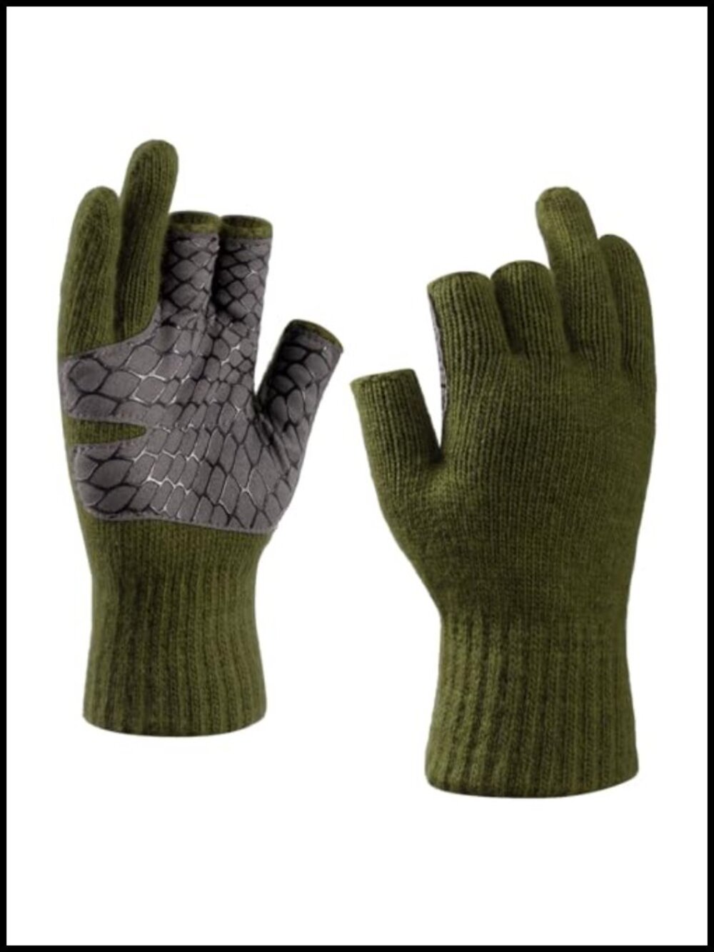Wool Blend Fingerless Fishing Gloves 3-Cut Winter Warm for Ice Fishing